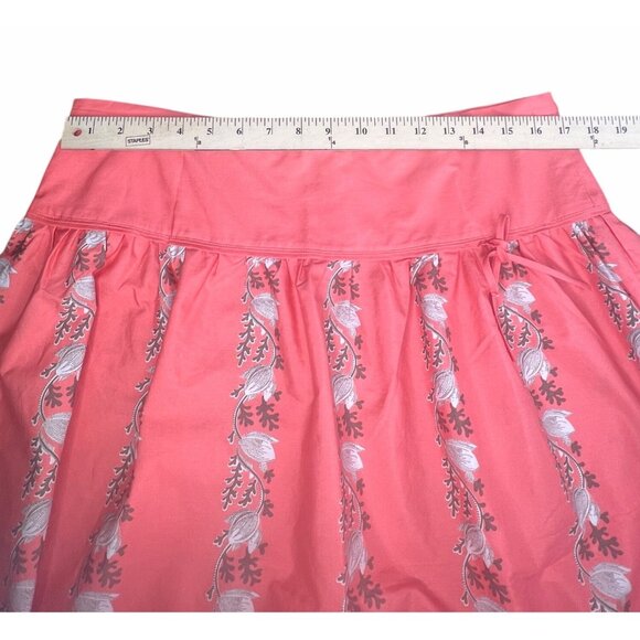 J.Crew Apricot Pink Floral A-Line Pleated Tulip Cotton Skirt Women's Size 12 - Picture 9 of 12